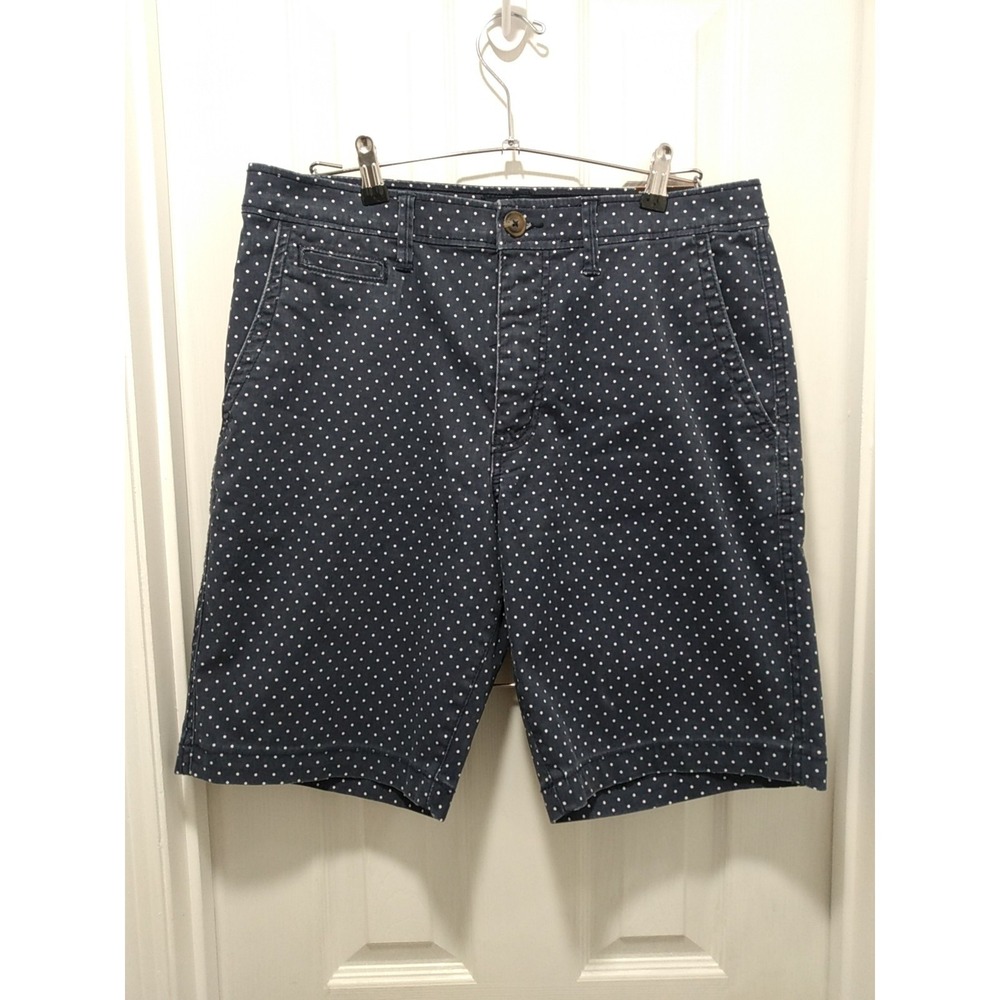 American Eagle Active Flex Mens Sz 31 Classic Fit Navy & White Polka Dot Shorts